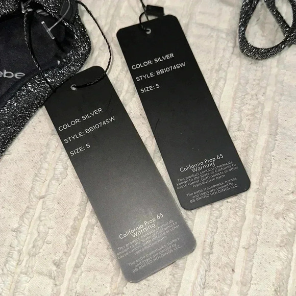 BEBE SZ S Black Metallic Bikini swimsuit - Picture 5 of 5